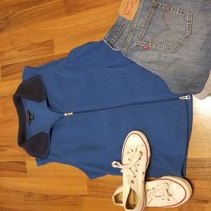 3/$15 or 5/$25 Lands' End Blue Soft Lightweight Fleece Vest Navy Collar Medium